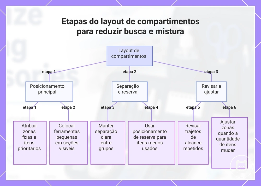 Etapas do layout de compartimentos para reduzir busca e mistura