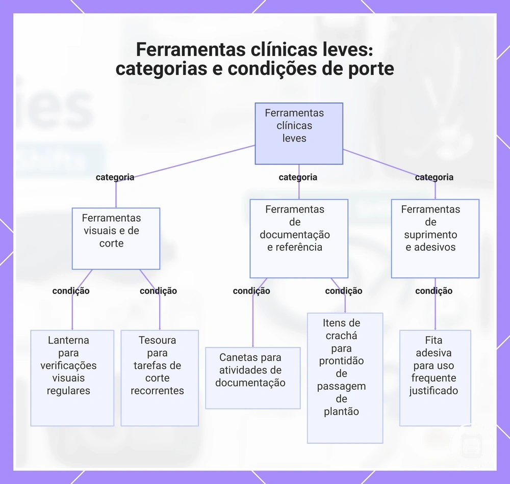 Ferramentas clínicas leves: categorias e condições de porte