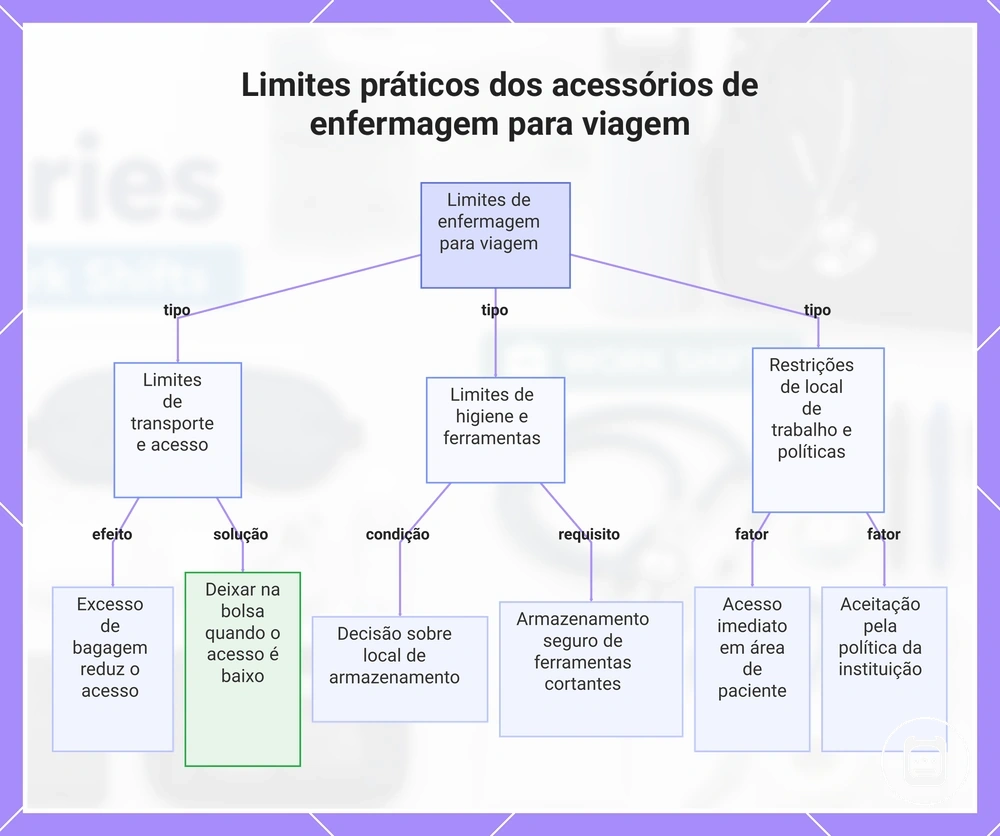 Limites práticos dos acessórios de enfermagem para viagem