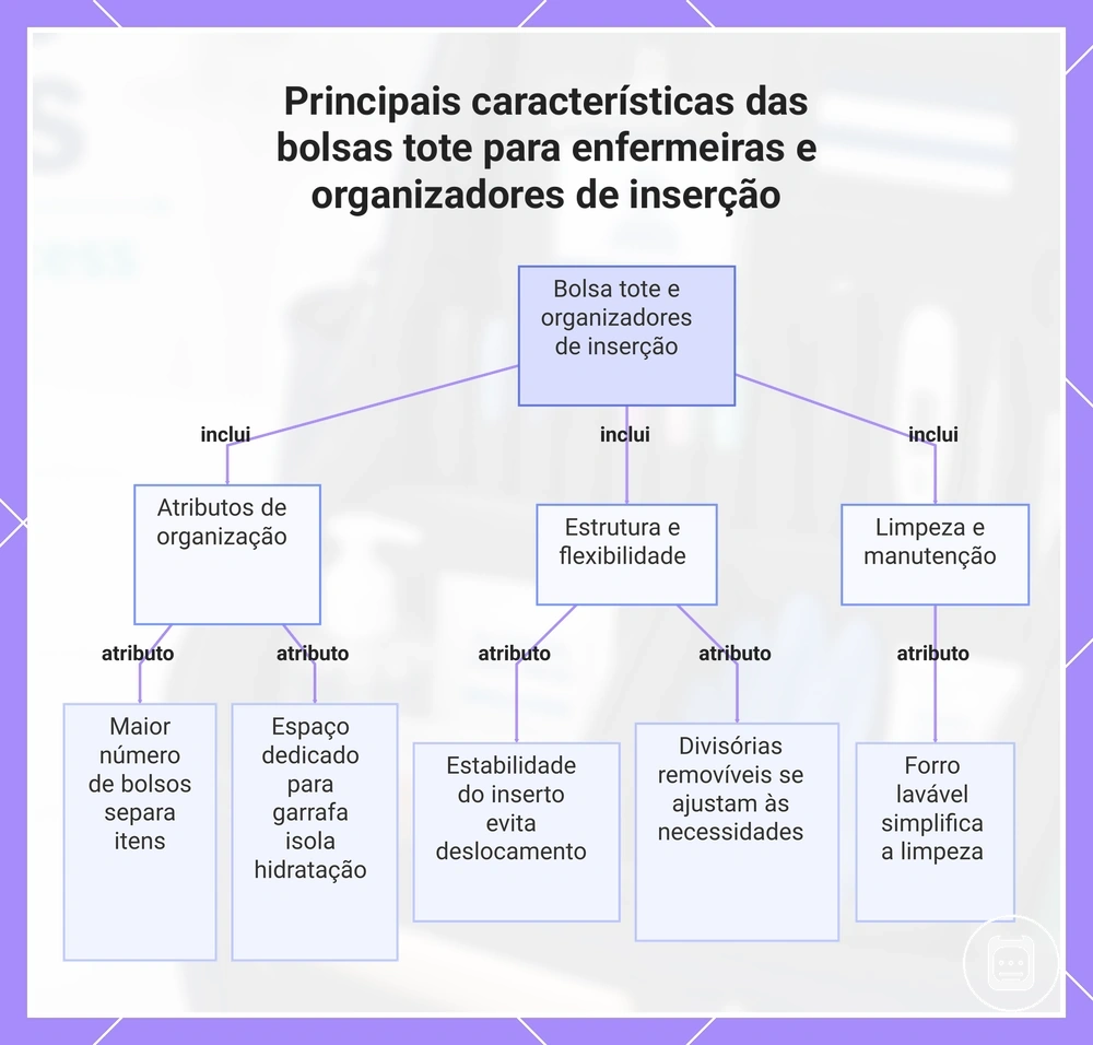 Principais características das bolsas tote para enfermeiras e organizadores de inserção