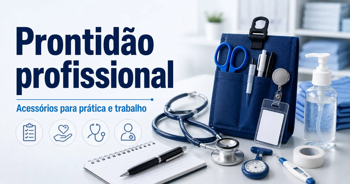 Acessórios de enfermagem preparados para prática clínica, trabalho diário e organização profissional
