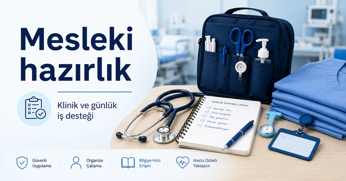 Klinik uygulama, günlük iş ve mesleki düzen için hazırlanmış hemşirelik aksesuarları